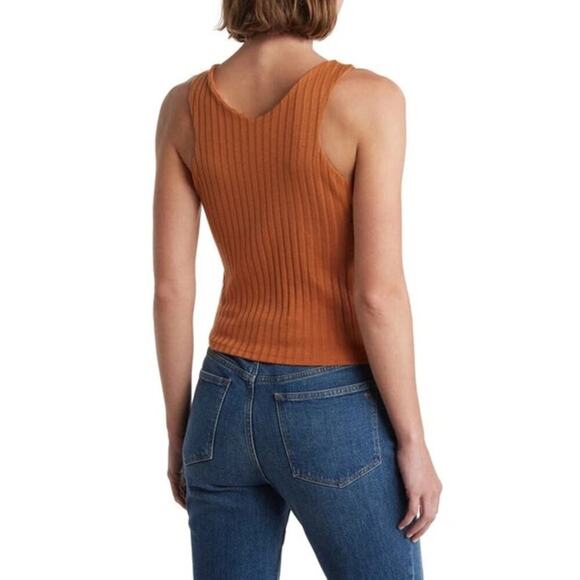 Treasure & Bond Rib Cutaway Tank Top Sleeveless V-Neck Tan Adobe Brown NWT XXS - Picture 3 of 11